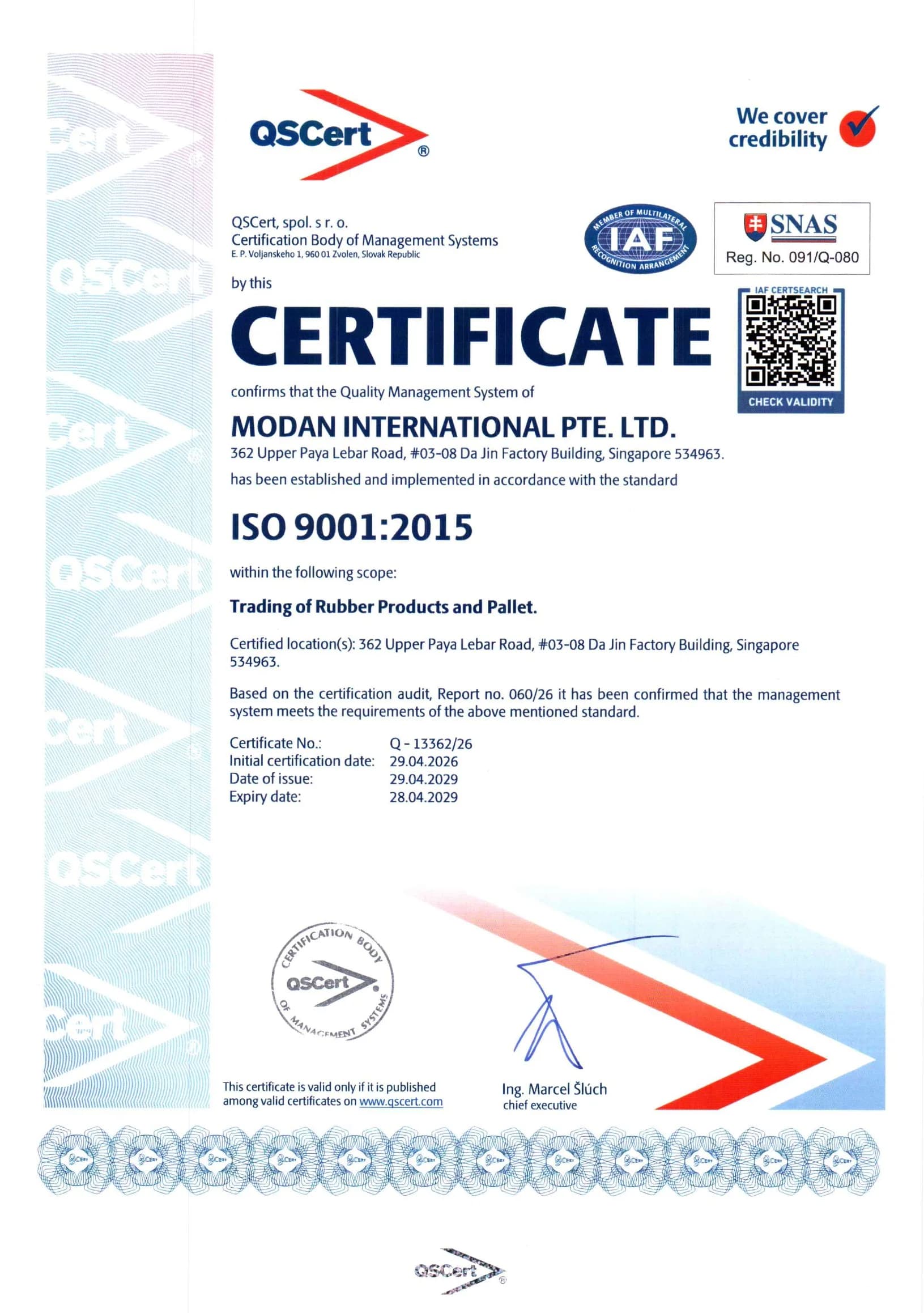 ISO Certificate - MODAN International
